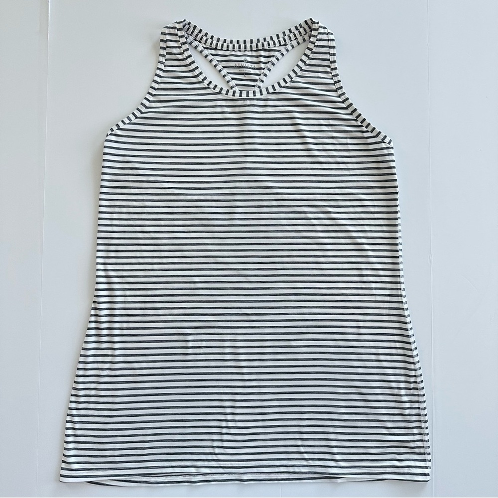 Athleta High-neck Heather Striped Chi Tank in Navy & White | L | GUC